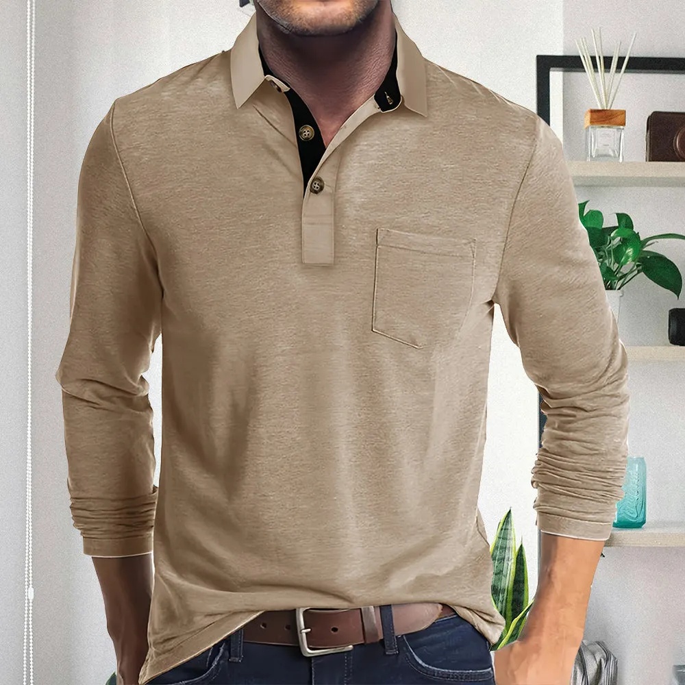 Langärmliges Herren-Poloshirt mit Revers
