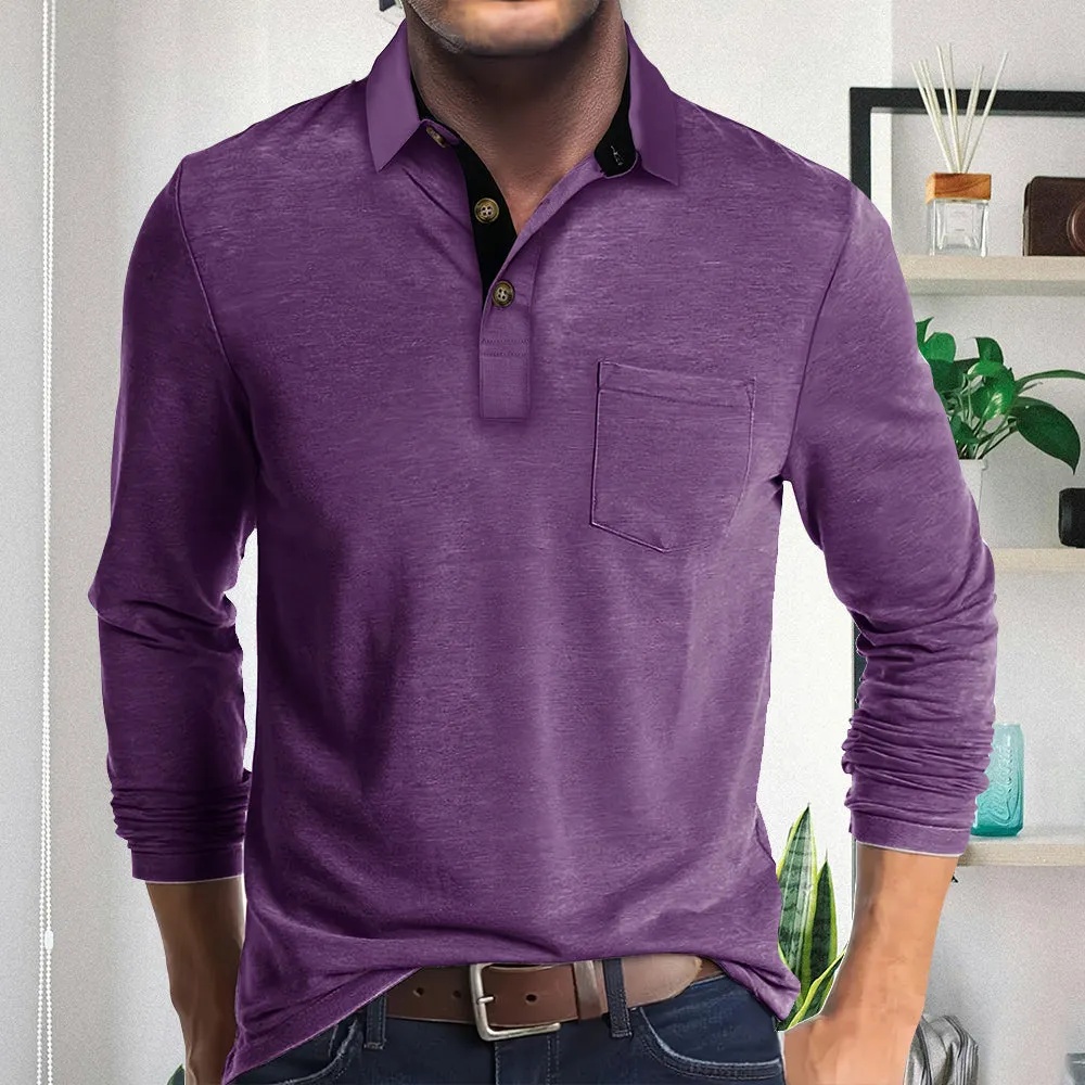 Langärmliges Herren-Poloshirt mit Revers