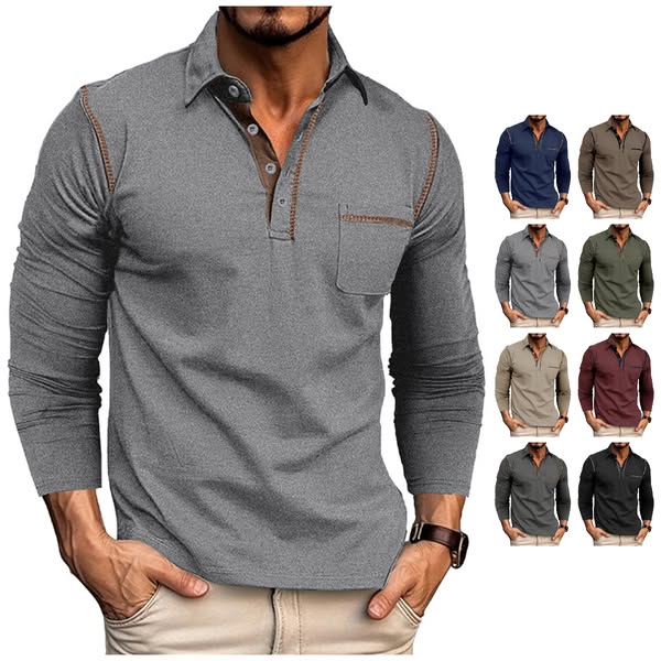 Lässiges Poloshirt Für Herren Mit Langen Ärmeln
