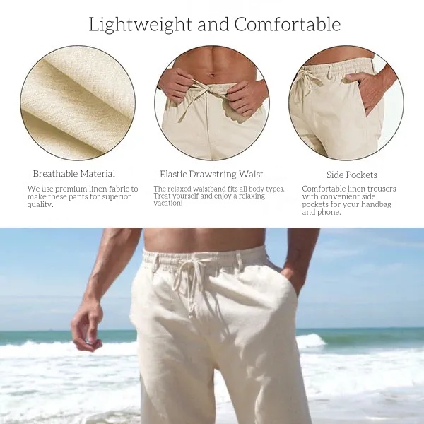 Cosline Breathable Linen Pants For Men