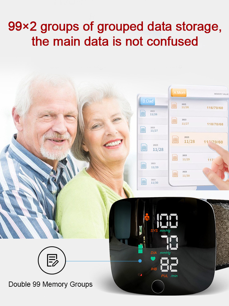 Large Screen Digital Wrist Blood Pressure Meter with Voice Prompt