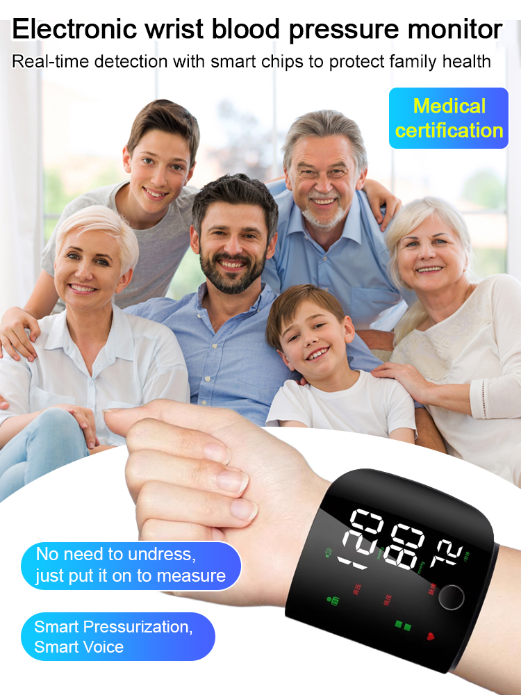 Large Screen Digital Wrist Blood Pressure Meter with Voice Prompt