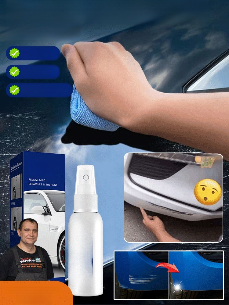 Repairs car scratches in 3 seconds! ✨ Professional-Grade Khaki Scratch Repair Spray No need for expensive repair shops! 🚫 Repair scratches and scuffs at home.