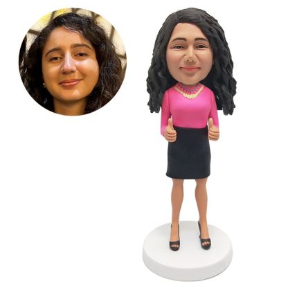 customized bobble head figure pretty lady secretary with thumbs up