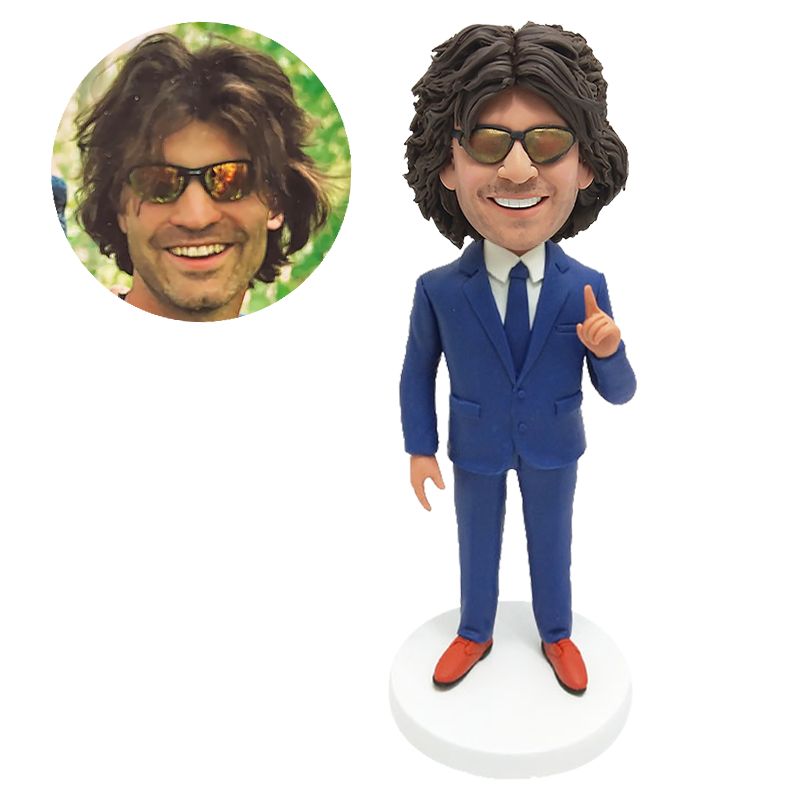 customized bobble head figure business man holding trophies