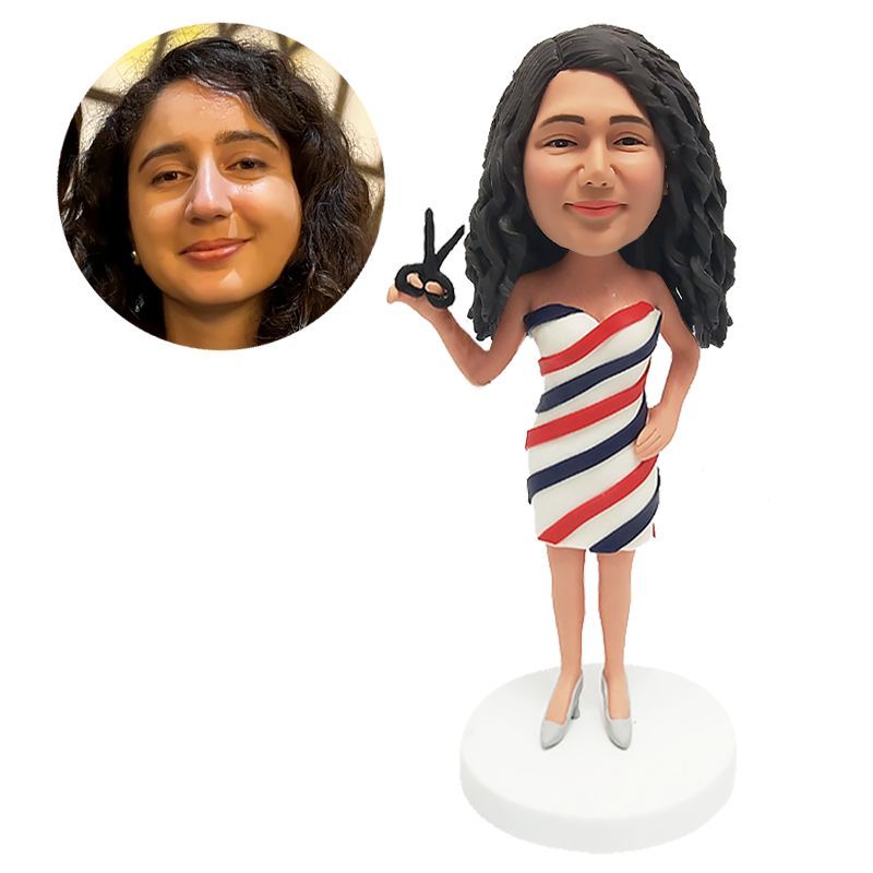 custom made bobblehead figure female barber