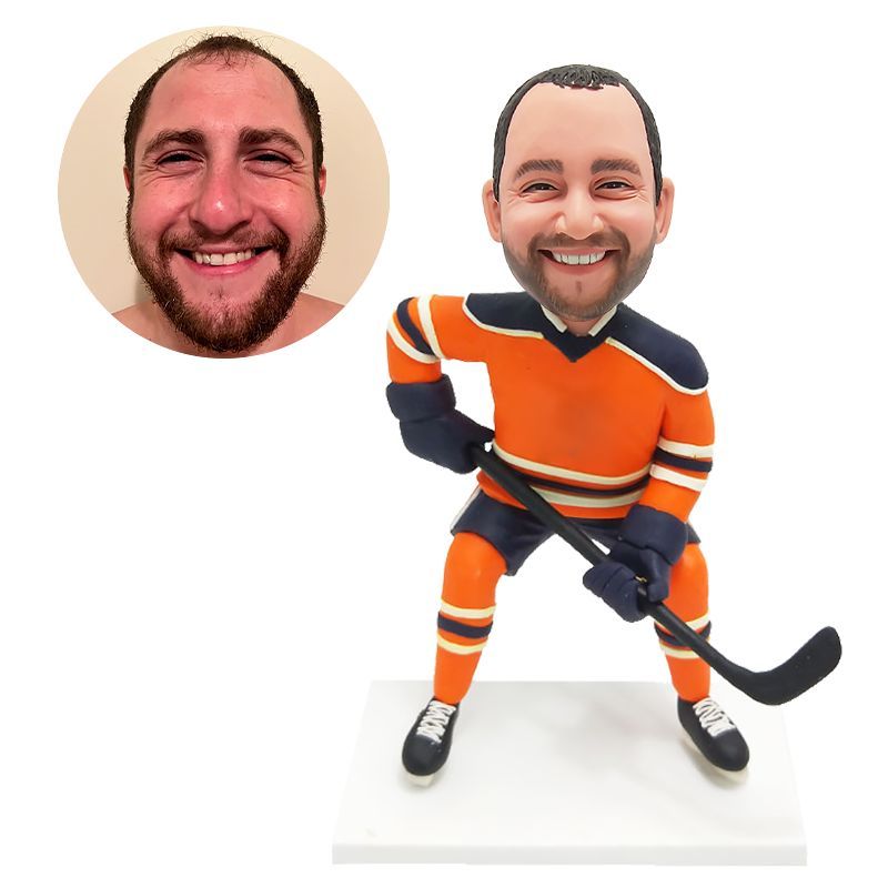 custom bobblehead figure hockey player left handed shooting
