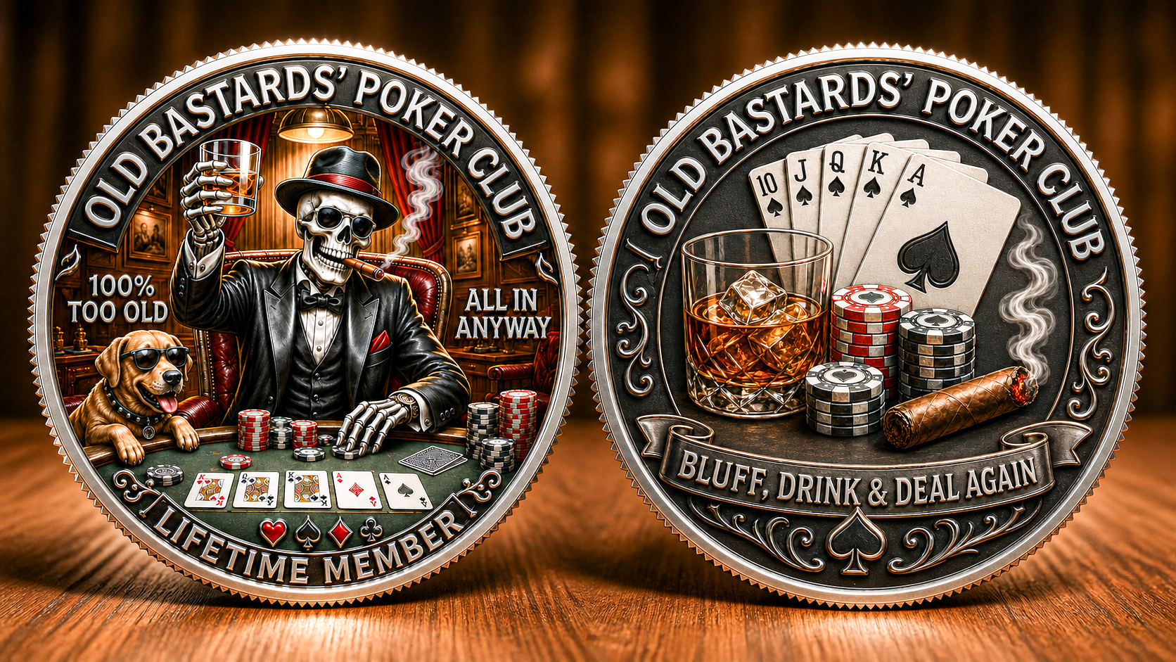 👍Last Day 60% OFF- OLD BASTARDS’ POKER CLUB Coin – Lifetime Member Edition 🃏