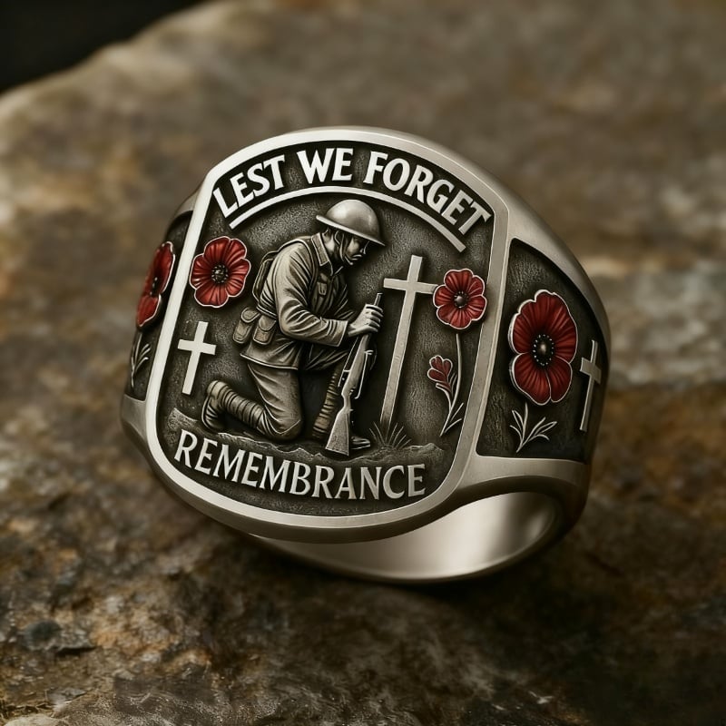 🌹 2026 Remembrance Soldier Ring 💍 Lest We Forget — Honoring the Fallen