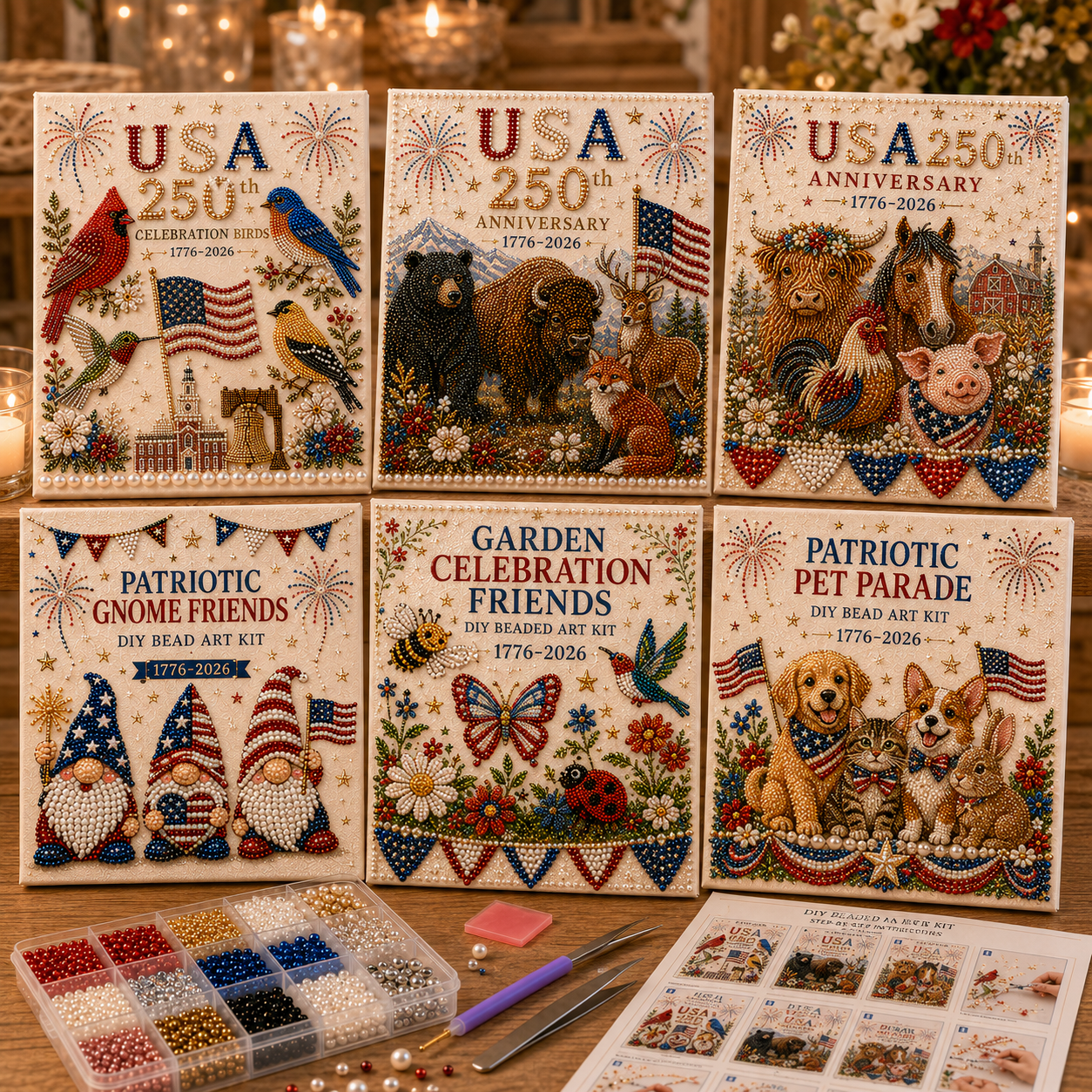 🇺🇸 USA 250th Anniversary Beaded Art DIY Kit Collection