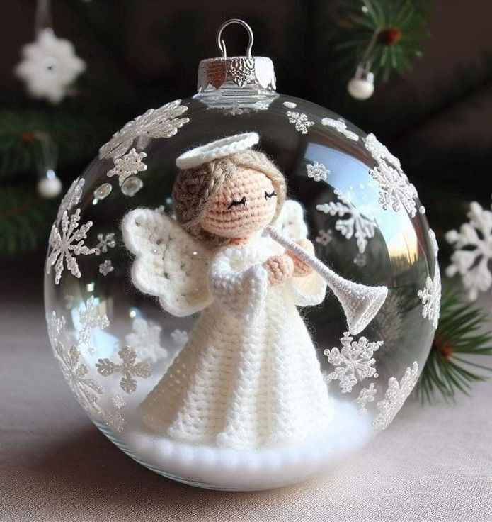 💥“Peace Within the Glass – Crochet Nativity & Angel Ornaments”