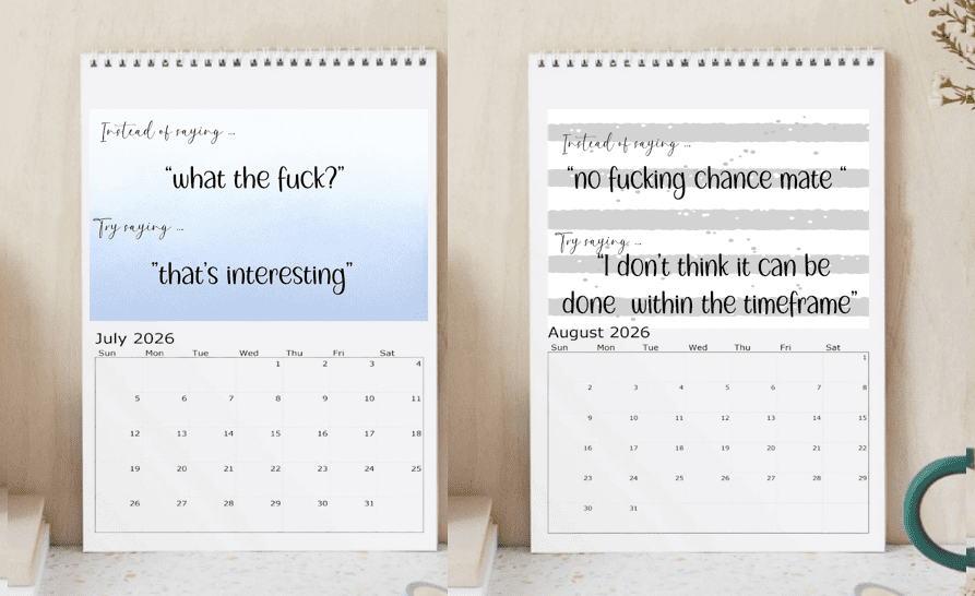 Shit i want to say at Work but can't 2026 Calendar