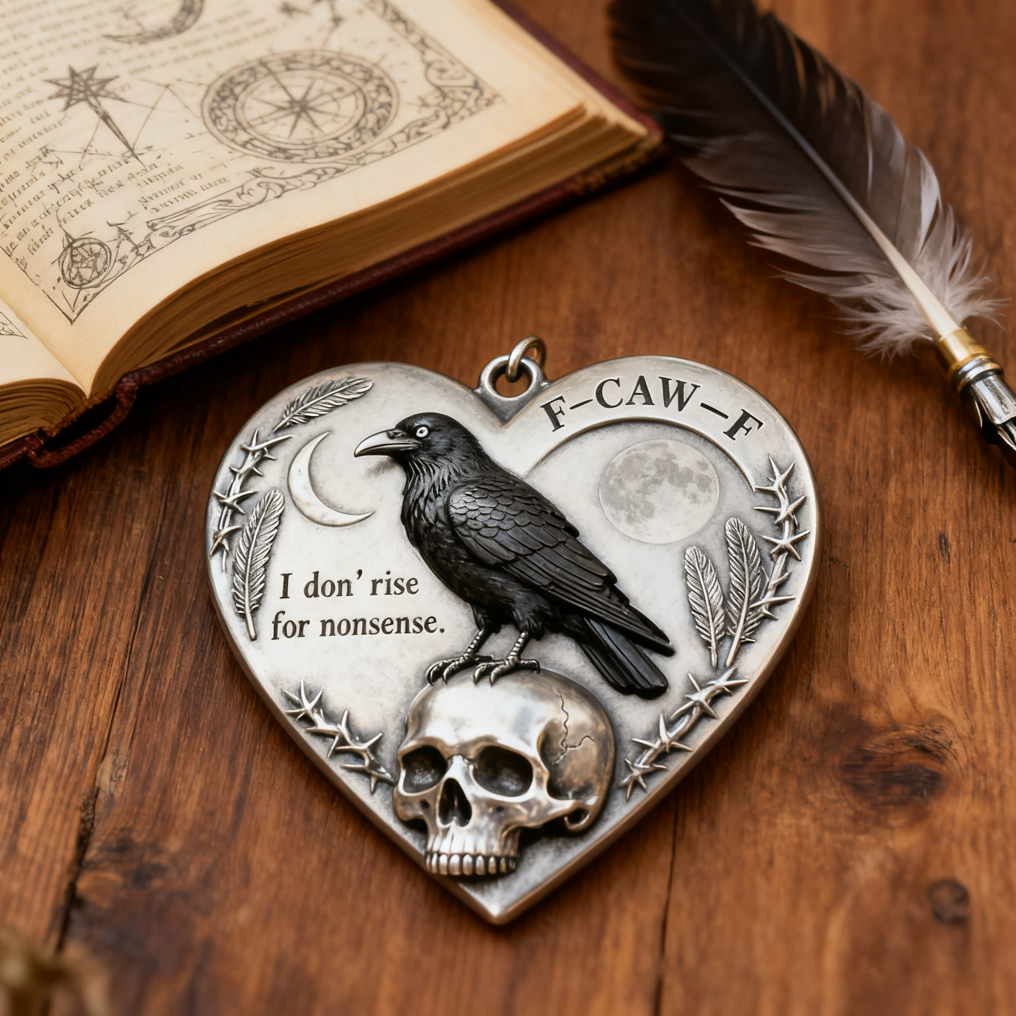 🖤F-CAW-F Raven Heart Ornament – “I Don’t Rise for Nonsense” Edition