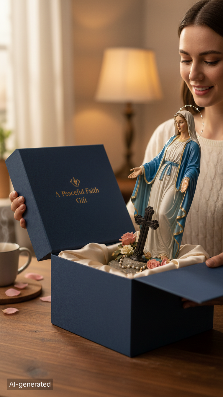 ✝️ Guardian Cross Light – Jesus & Virgin Mary Faith Garden Statue