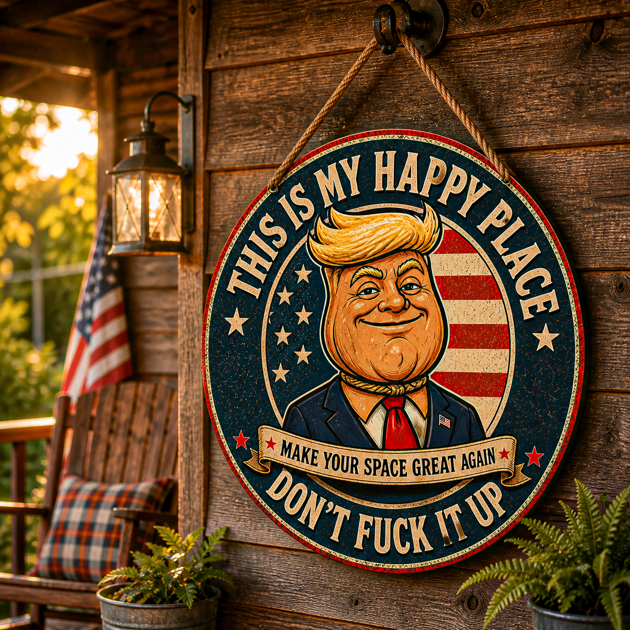 🧡 Make Your Space Great Again Vintage Hanging Sign – A Bold & Fun Statement!