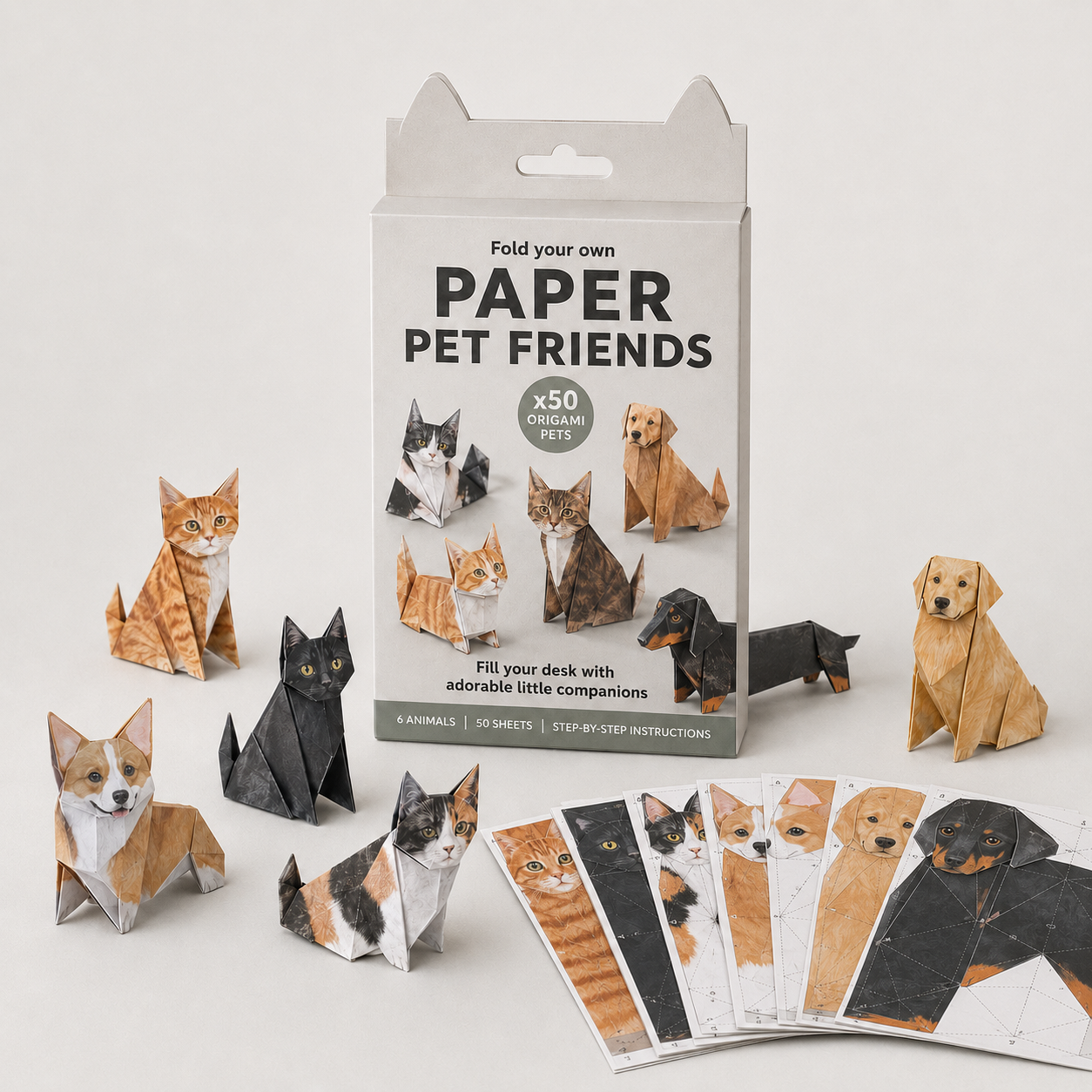 🧩 Paper Origami DIY Kit – Fold Your Own Animal Friends
