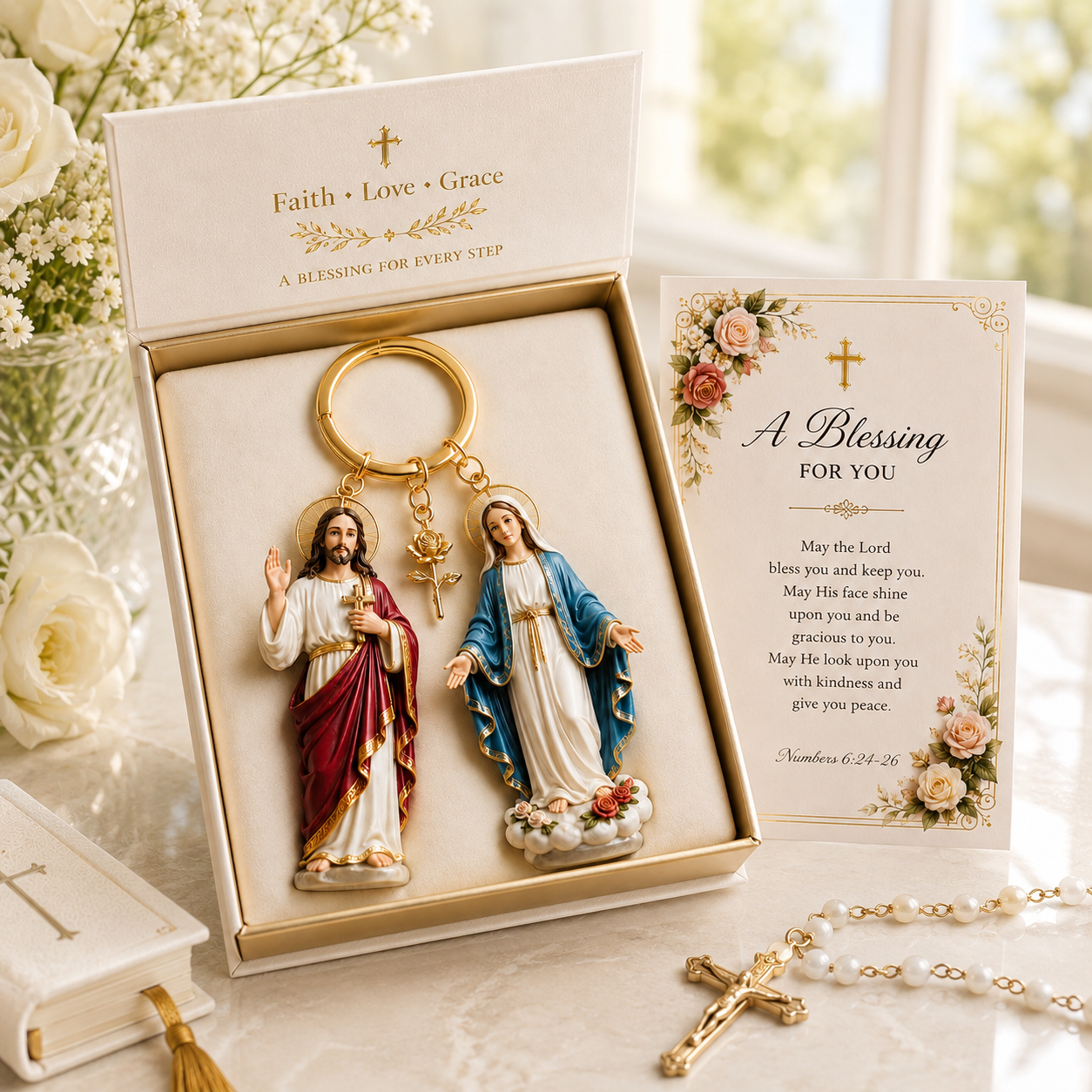 ✝️Jesus & Virgin Mary Guardian Keychain Gift Set