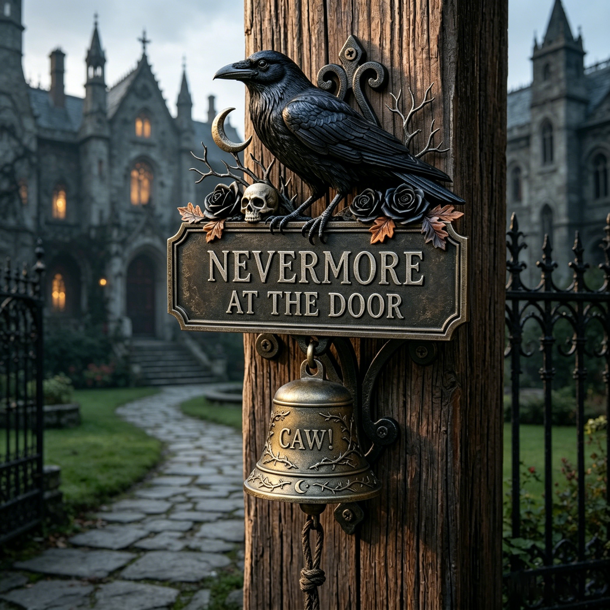 🐦‍⬛ Nevermore at the Door Raven Wall Bell