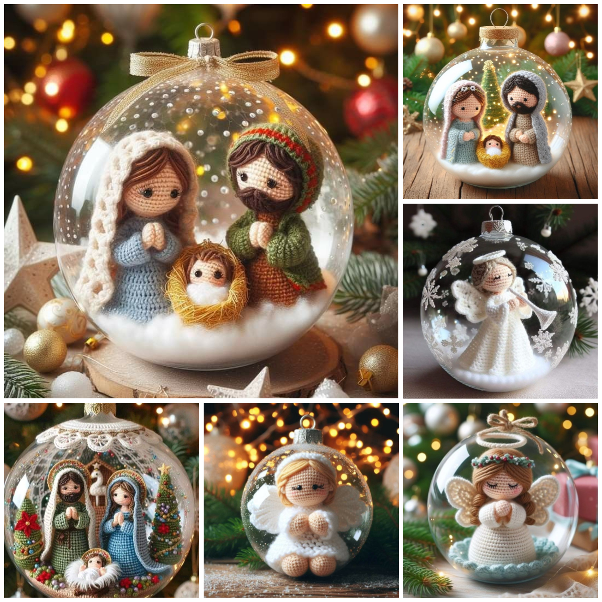 💥“Peace Within the Glass – Crochet Nativity & Angel Ornaments”