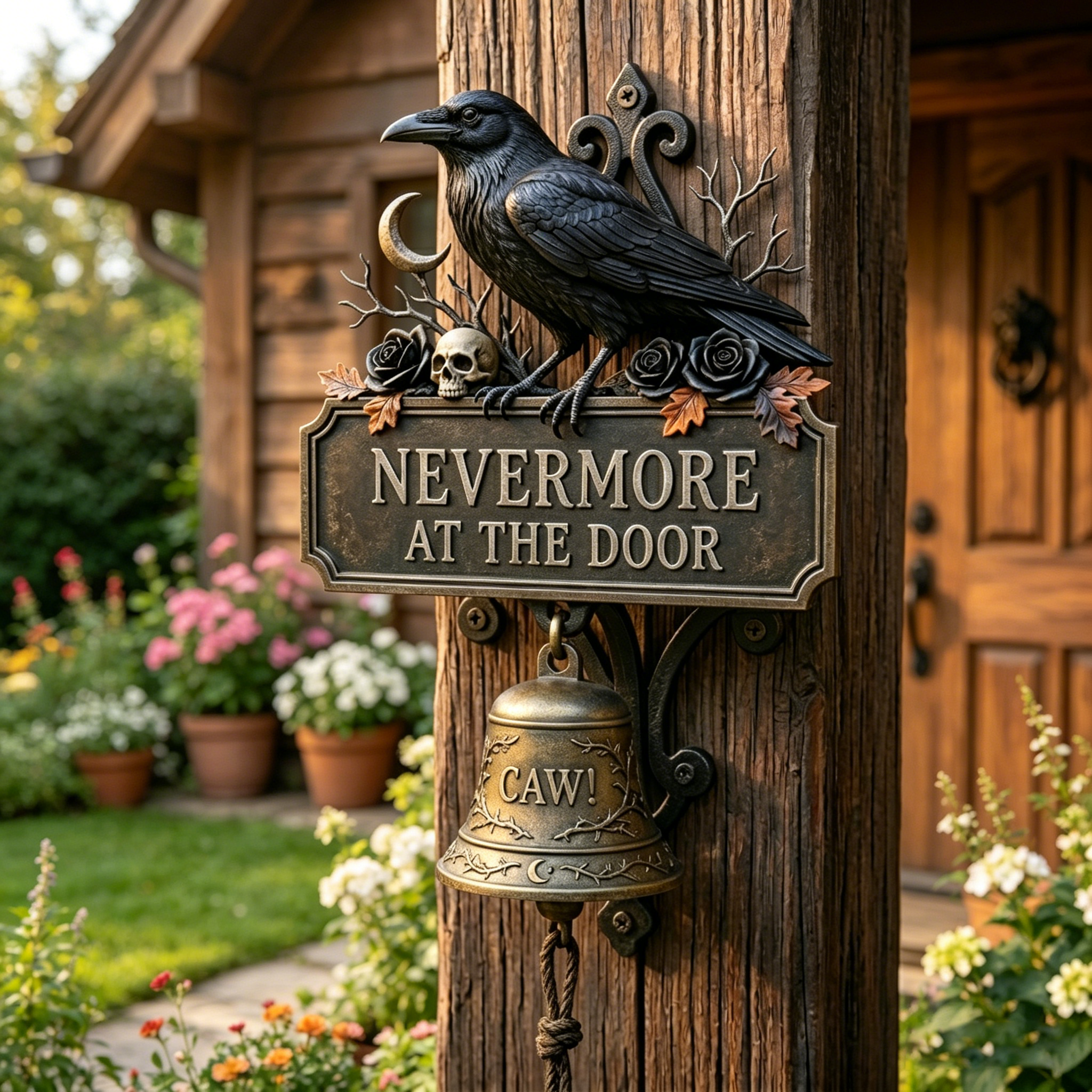 🐦‍⬛ Nevermore at the Door Raven Wall Bell