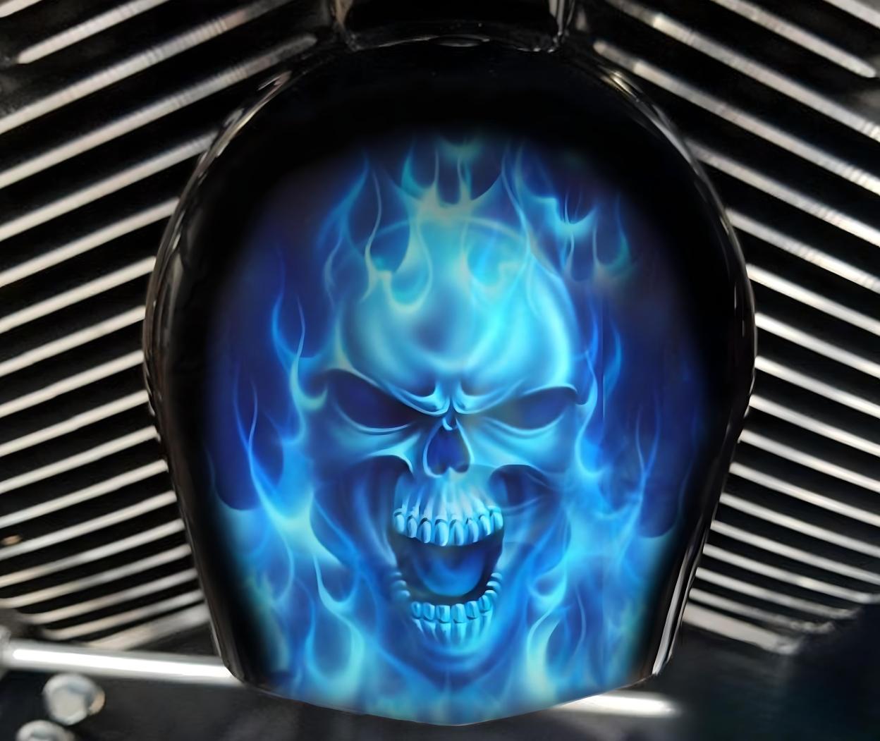 🔥COWBELL HORN COVER-Scrollwork Skulls