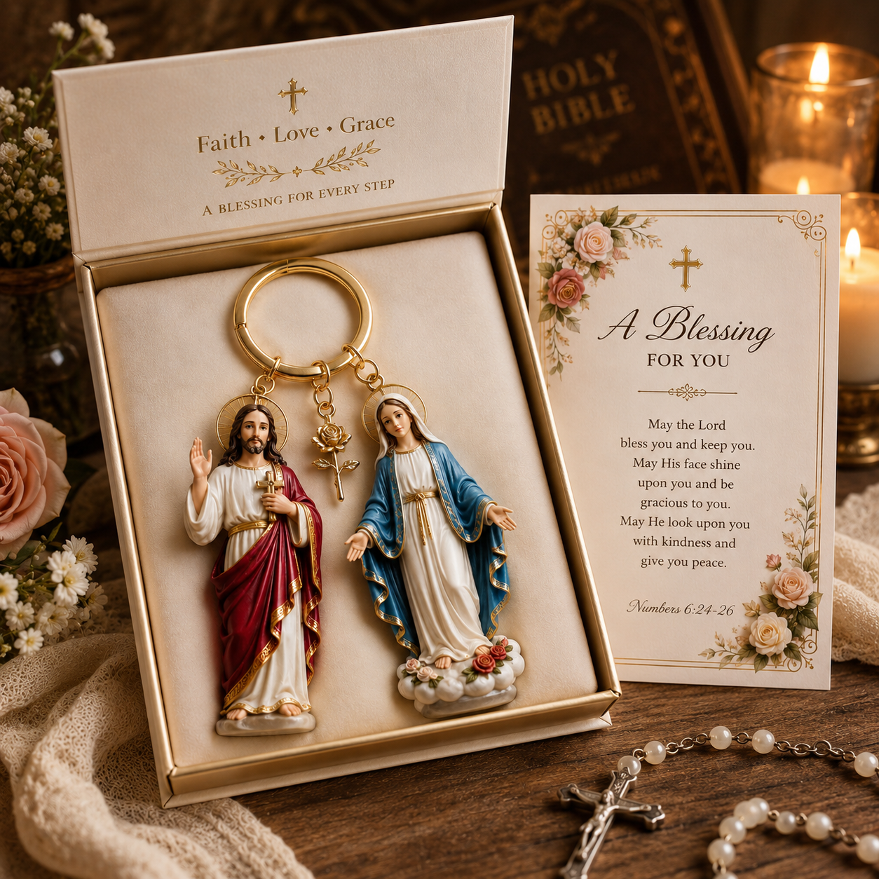 ✝️Jesus & Virgin Mary Guardian Keychain Gift Set