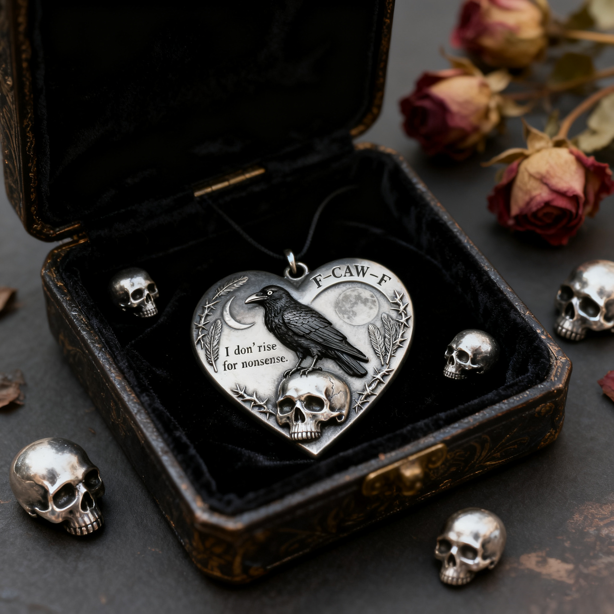 🖤F-CAW-F Raven Heart Ornament – “I Don’t Rise for Nonsense” Edition