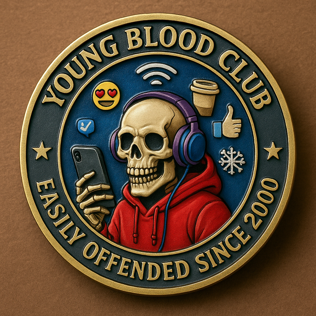 Generational Irony Challenge Coin – Young Blood vs Old School