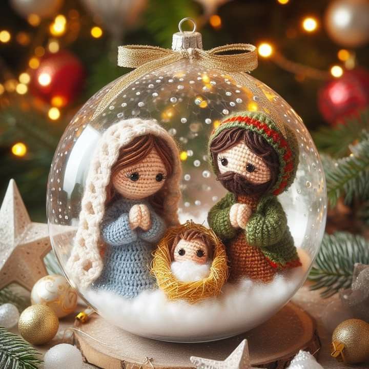 💥“Peace Within the Glass – Crochet Nativity & Angel Ornaments”
