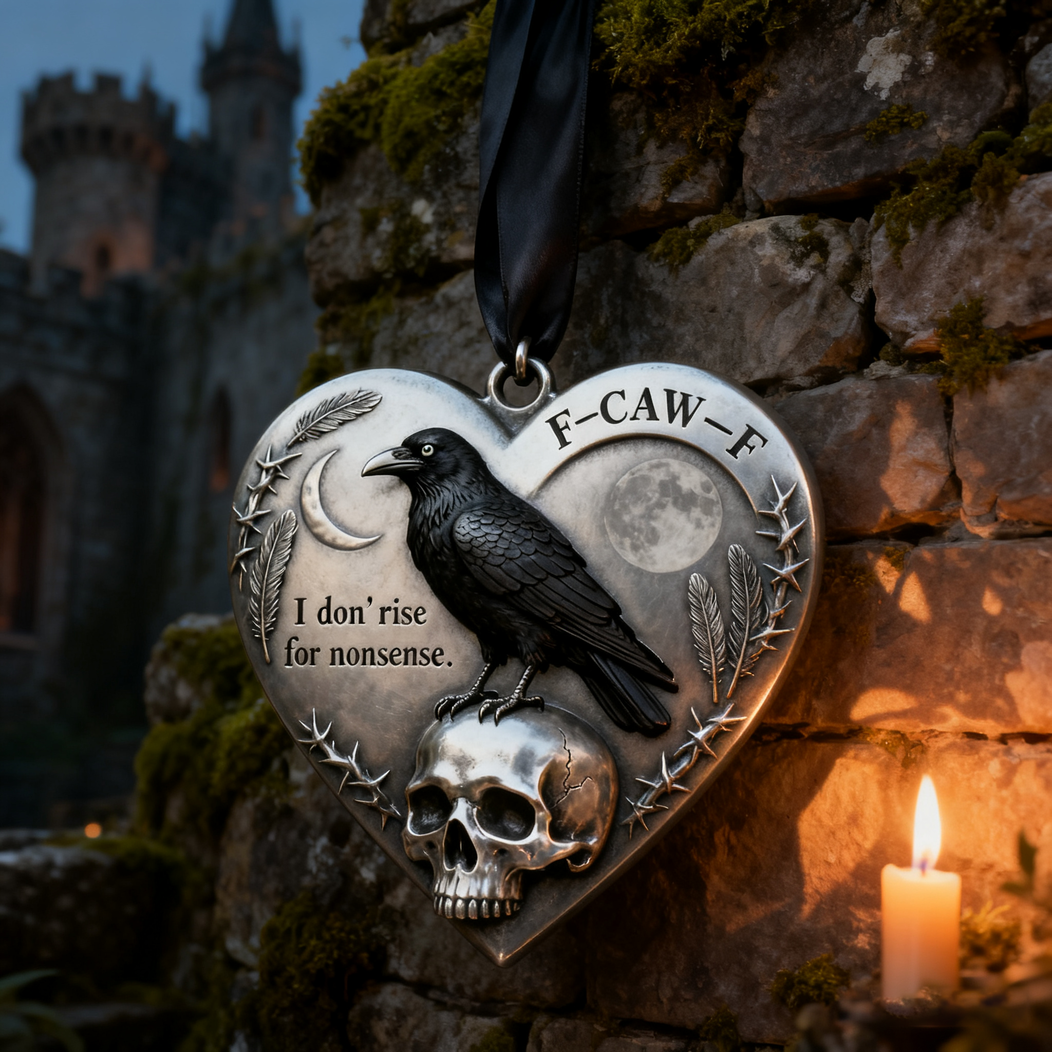 🖤F-CAW-F Raven Heart Ornament – “I Don’t Rise for Nonsense” Edition