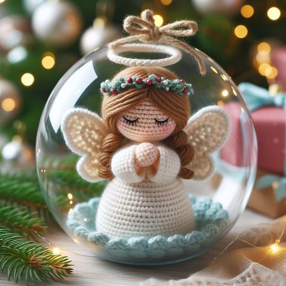 💥“Peace Within the Glass – Crochet Nativity & Angel Ornaments”