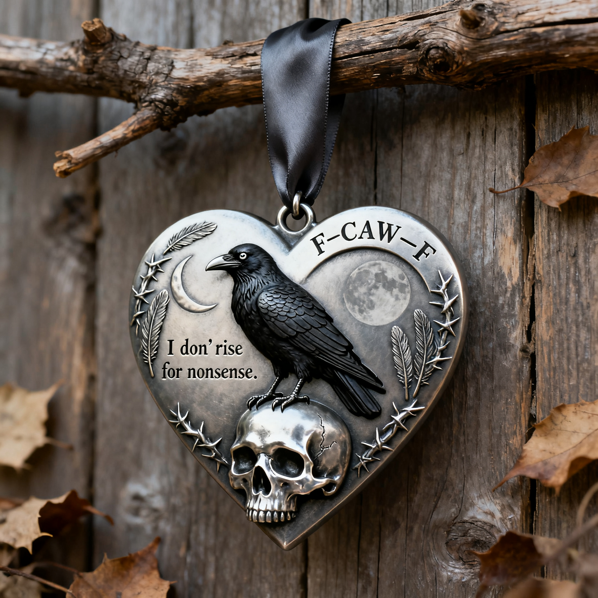🖤F-CAW-F Raven Heart Ornament – “I Don’t Rise for Nonsense” Edition