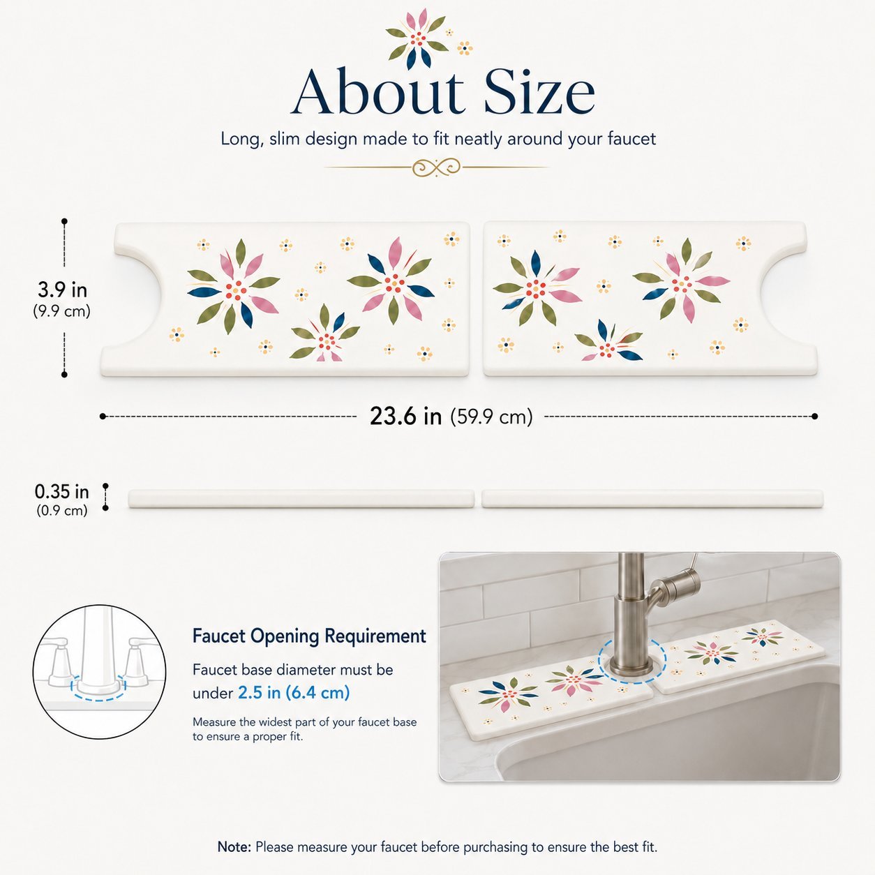 Floral Diatomite Sink Drying Mat