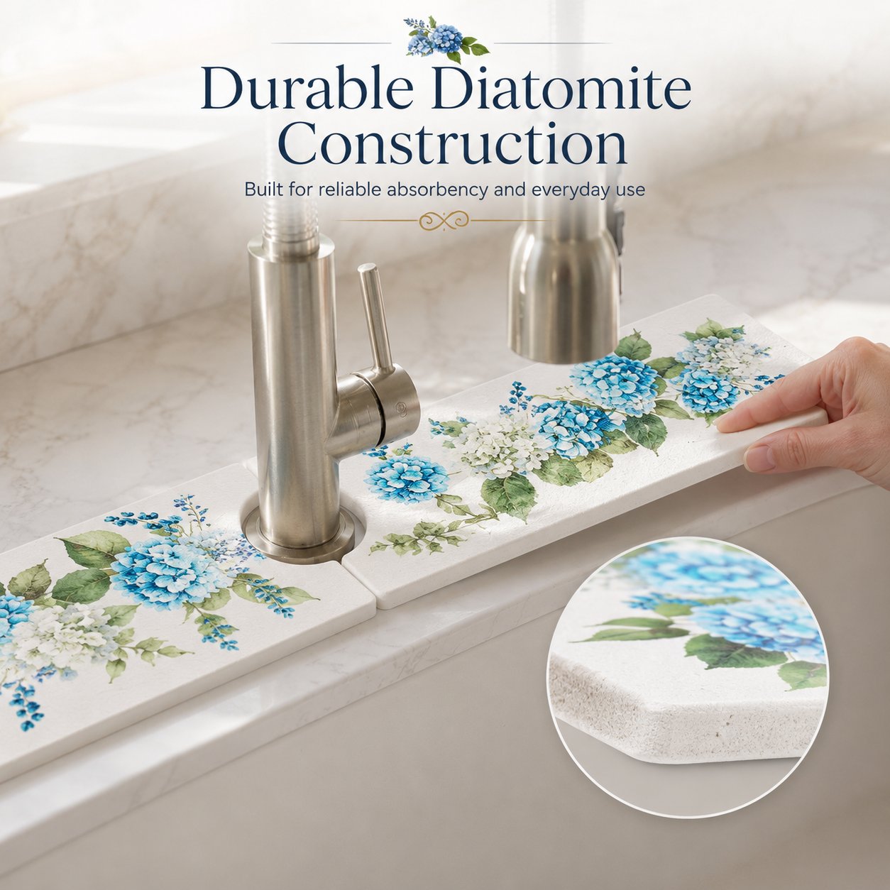 Floral Diatomite Sink Drying Mat