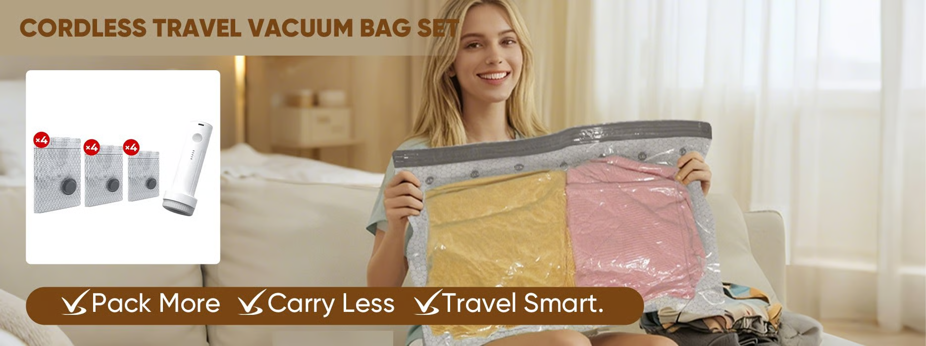 🧳 Portable Travel Vacuum Bag Set – Save Space in Seconds✨