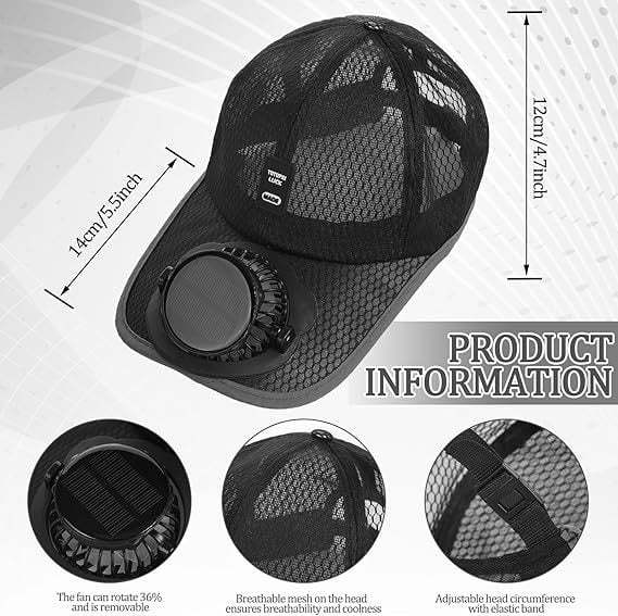 🔥Last Day 49% OFF -✨Solar Fan Baseball Cap - UV Protection Wide Brim Mesh Hat with Solar & USB Power for Outdoor Heat Relief