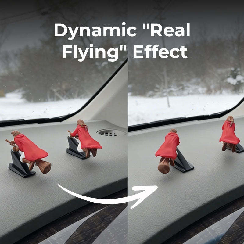 🚗Fantasy Car Decor – 🧙‍♀️Witch and Wizard Broomstick Dashboard Drift Ornaments✨