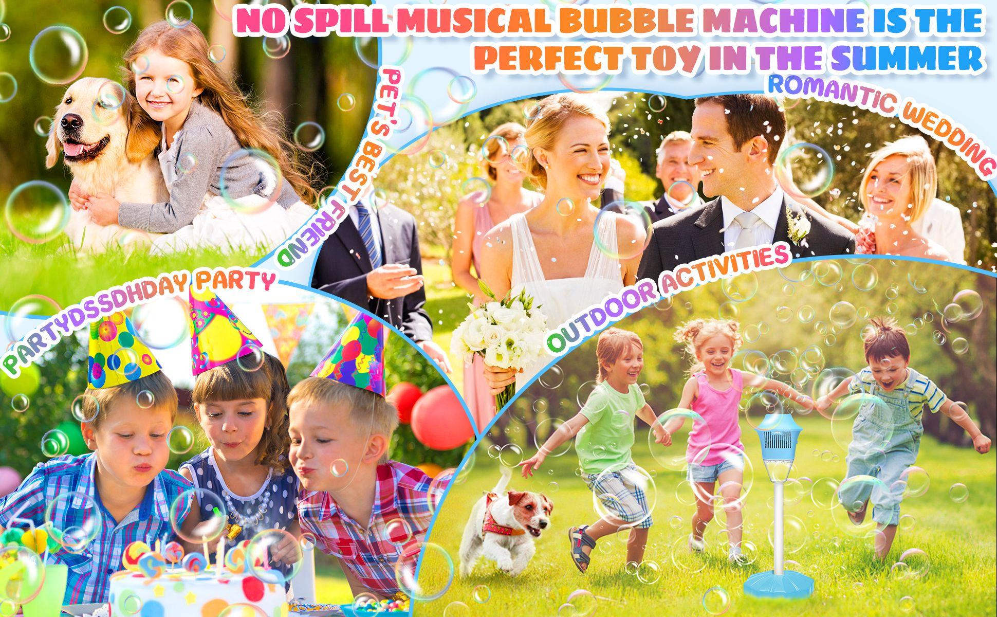 Automatic Handheld Bubble Machine for Kids, Bubble Maker Spring Summer Toys with Lights, Outdoor Rechargeable Blower for Children