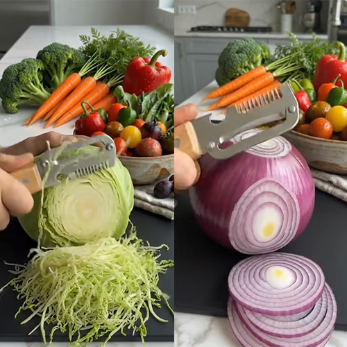 Multi Functional Vegetable Peeler for Kitchen,Wooden Handle, Potato Fruit Peeler with Bottle Opener Function, Durable Kitchen Helper