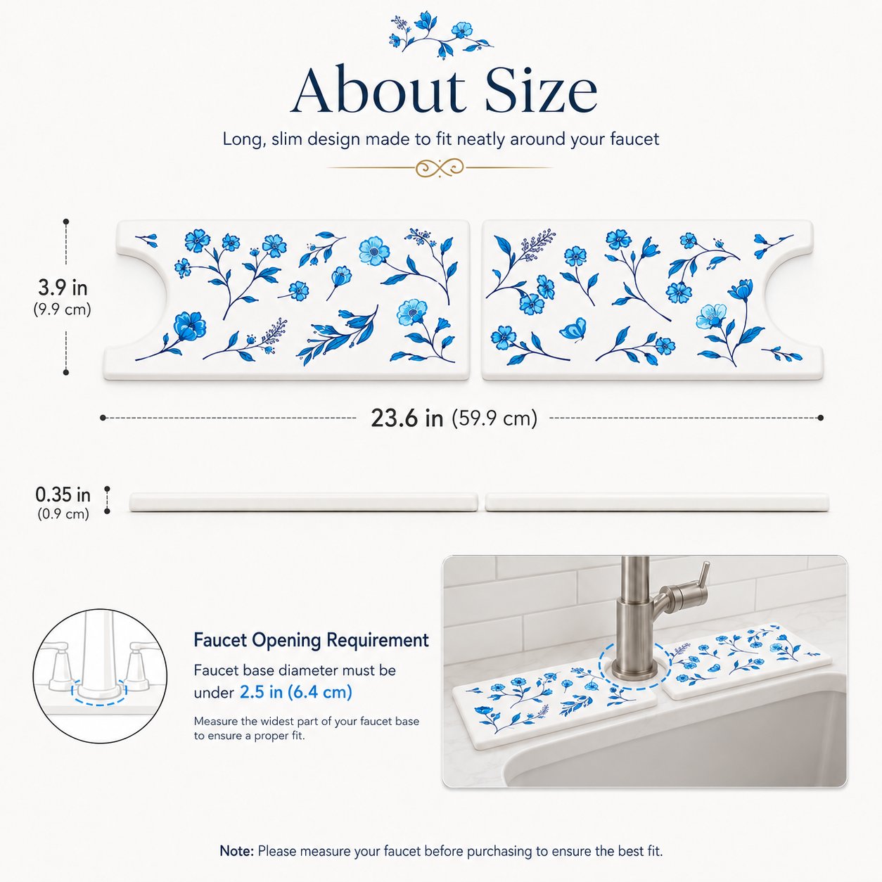 Floral Diatomite Sink Drying Mat