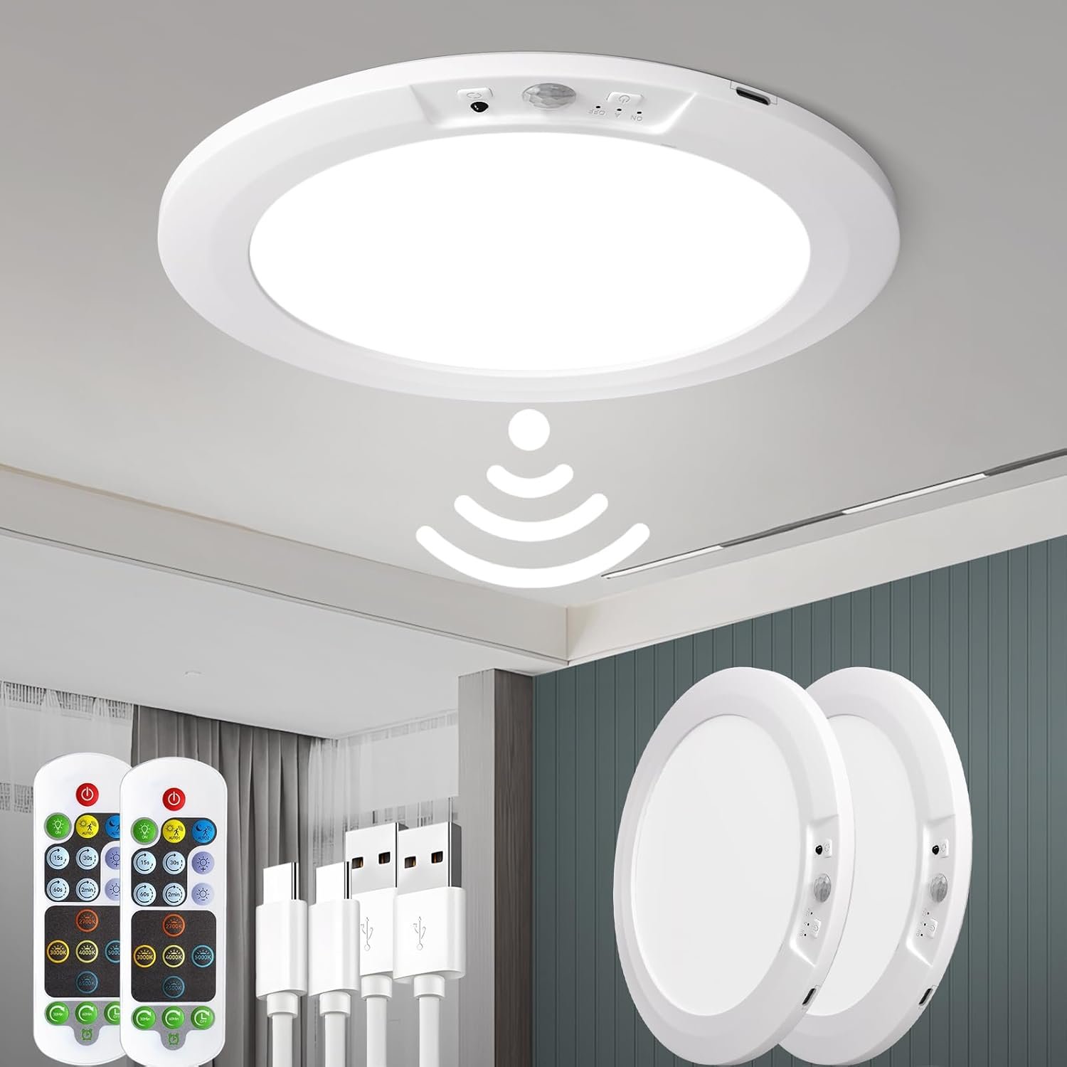 🔥Last Day 49% OFF💡Rechargeable Motion Sensor Ceiling Light