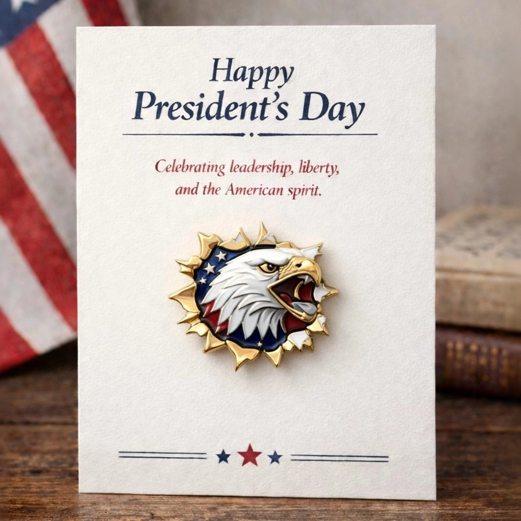 President’s Day Patriotic Enamel Pin Gift Set with Keepsake Card