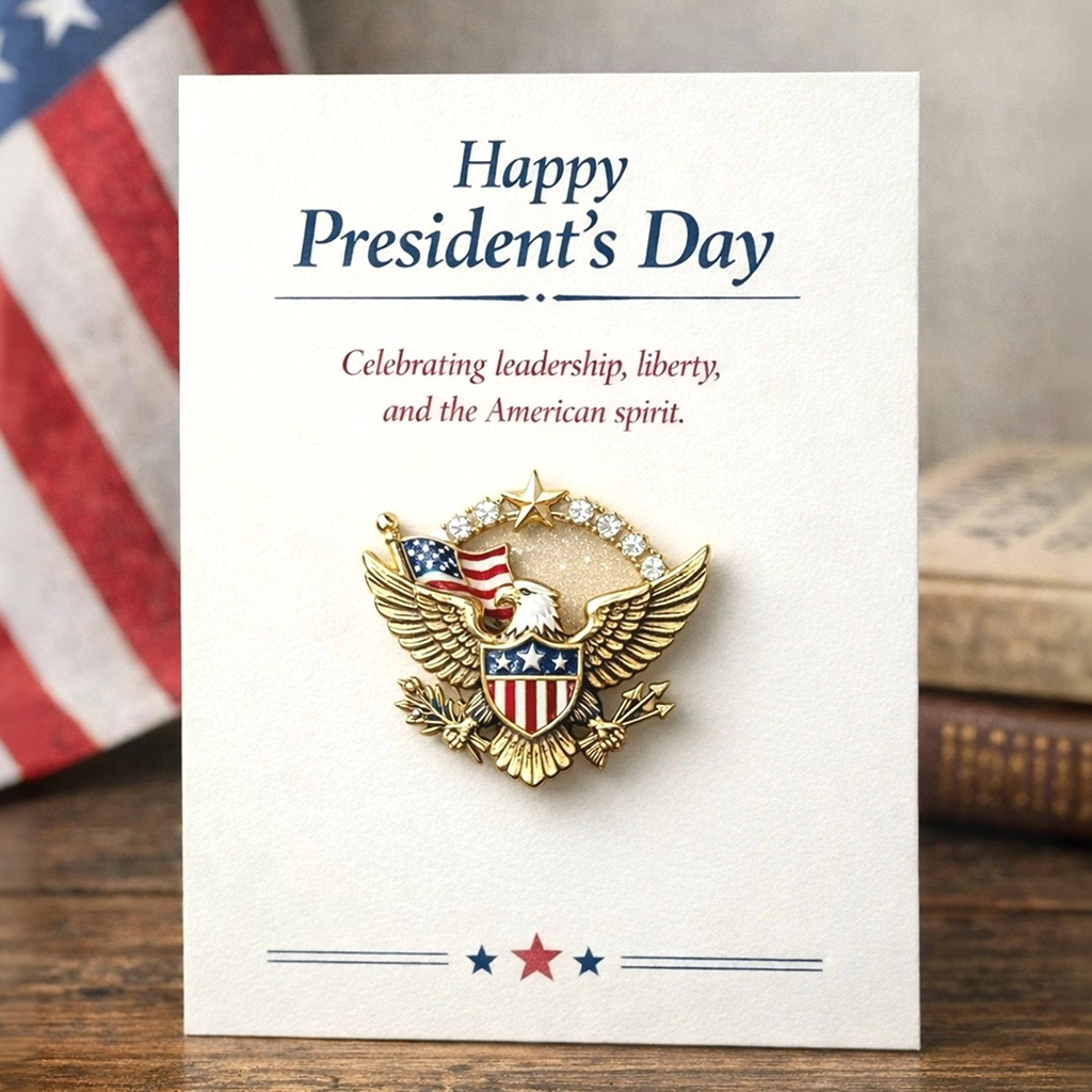President’s Day Patriotic Enamel Pin Gift Set with Keepsake Card