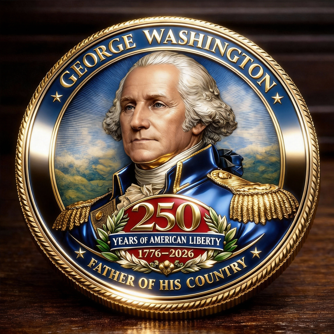 George Washington 250th Anniversary Commemorative Coin – 1776–2026 | Father of His Country Collector Coin