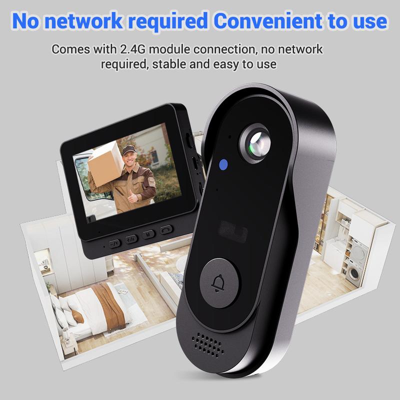 Wireless Doorbell Camera: 1080P, 170° Viewing Angle, 4.3-Inch Screen, IPX65 Outdoor Waterproof, Night Vision