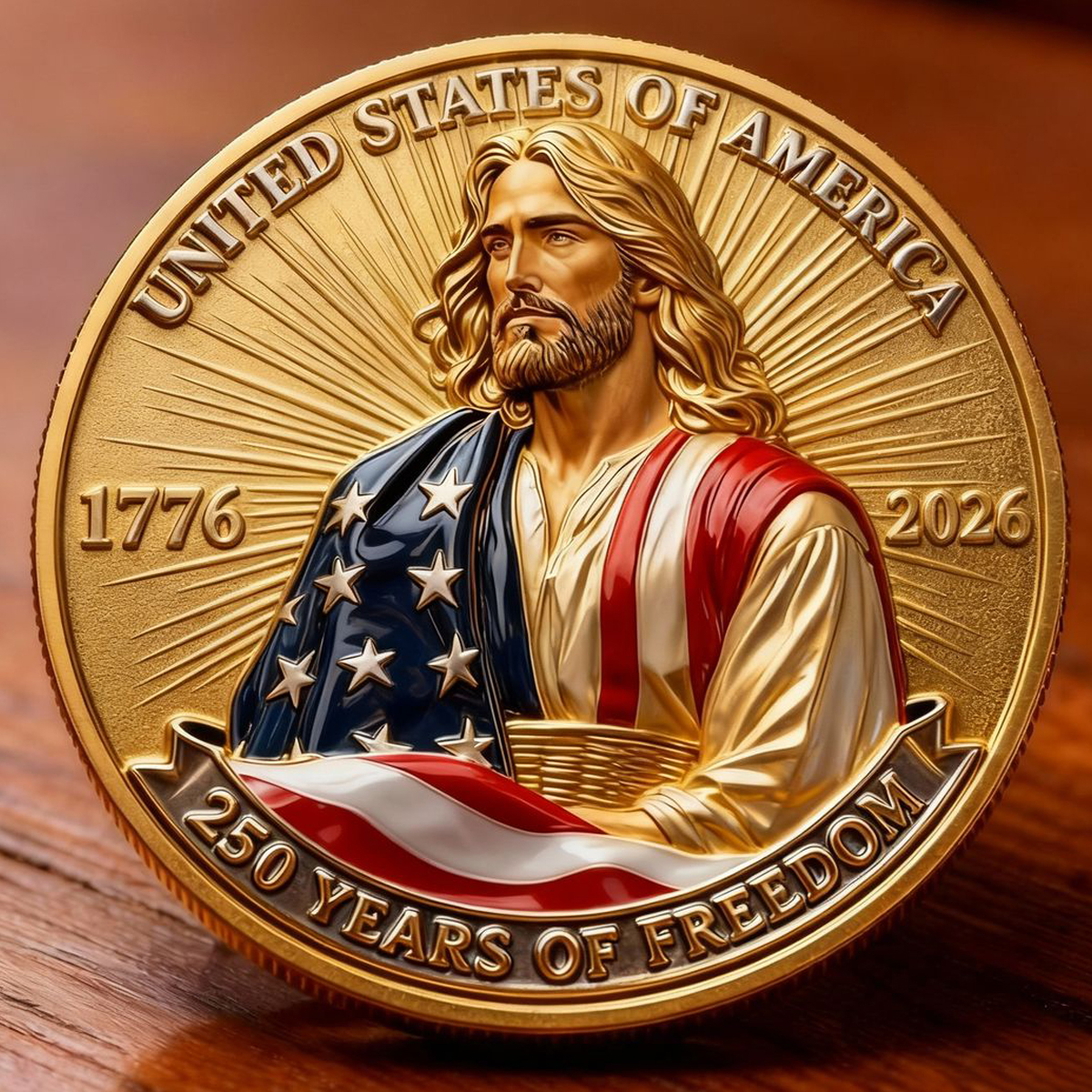 Jesus & America 250th Anniversary Commemorative Coin (1776–2026) – 250 Years of Freedom Faith Coin
