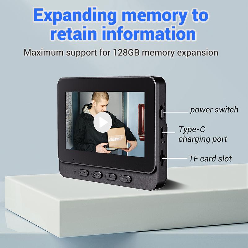 Wireless Doorbell Camera: 1080P, 170° Viewing Angle, 4.3-Inch Screen, IPX65 Outdoor Waterproof, Night Vision