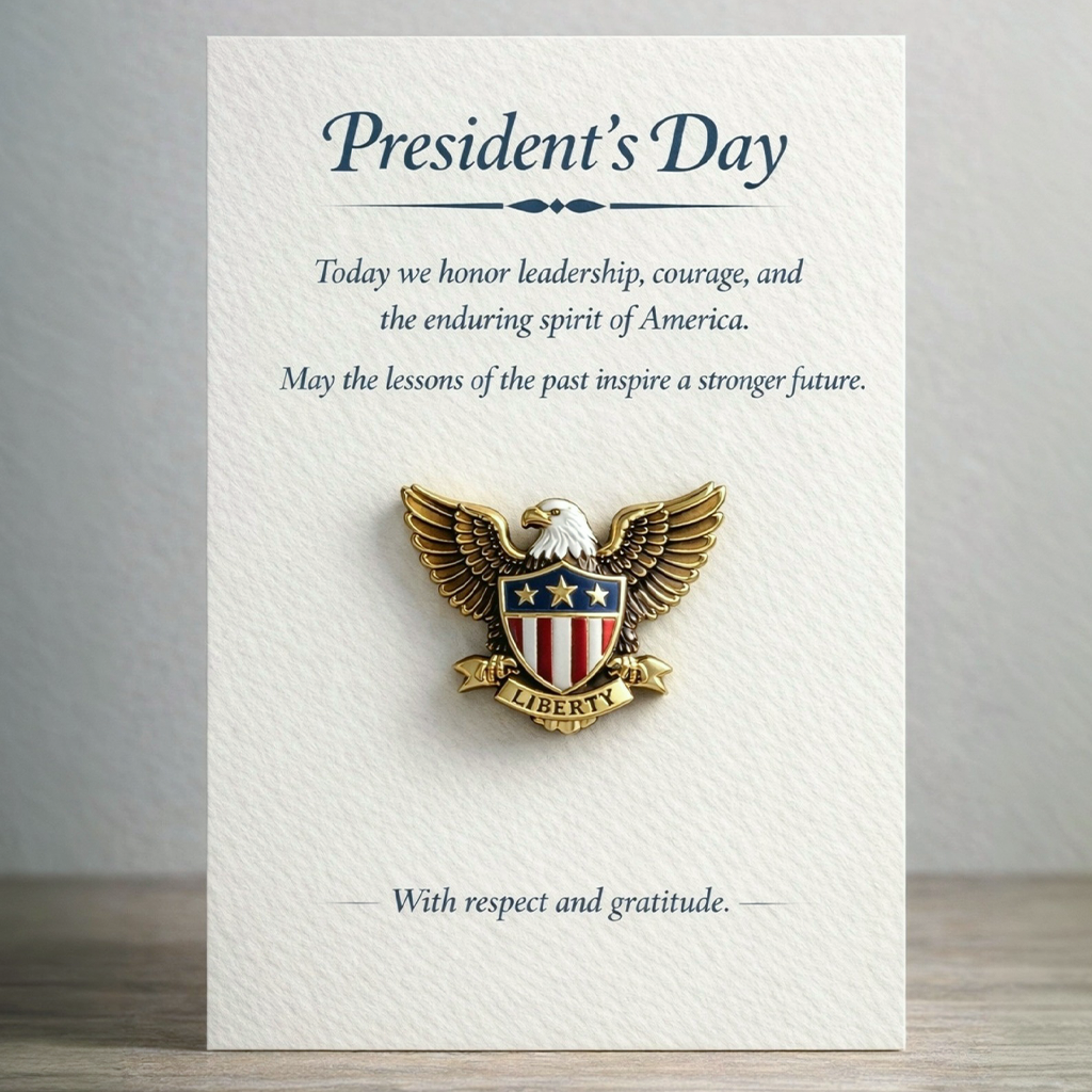 President’s Day Patriotic Enamel Pin Gift Set with Keepsake Card