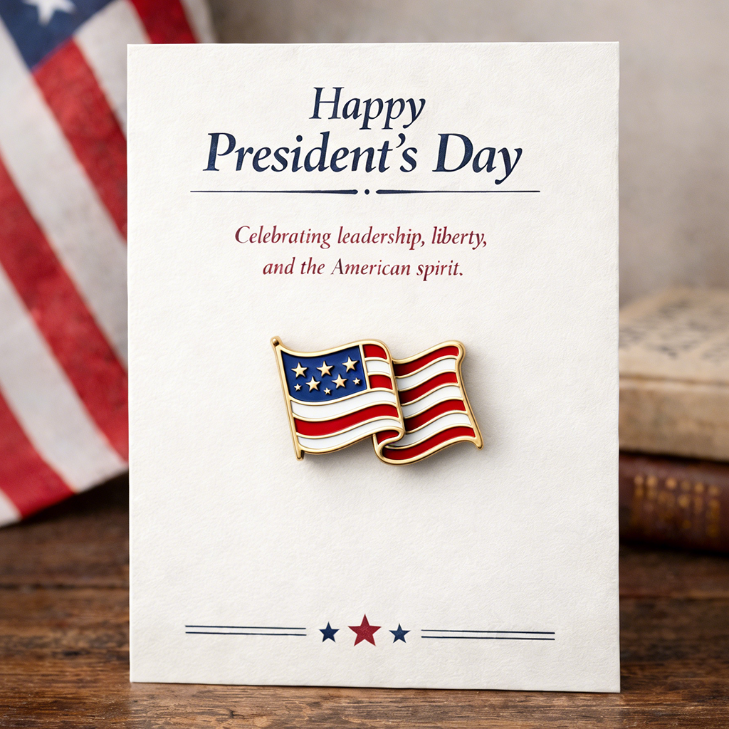 President’s Day Patriotic Enamel Pin Gift Set with Keepsake Card