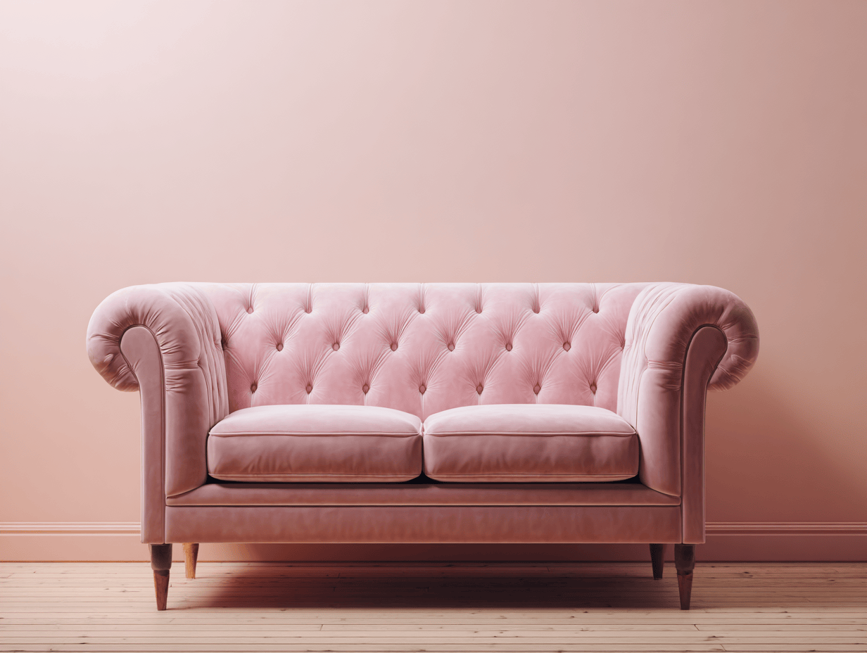 Divano 2 posti in velluto rosa - stile Chesterfield - 155x85x80 cm